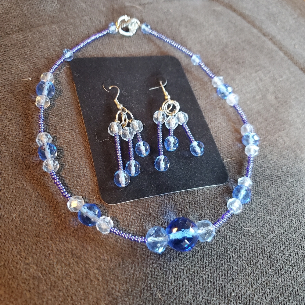 Handmade Antique Glass Beaded Necklace & Earings